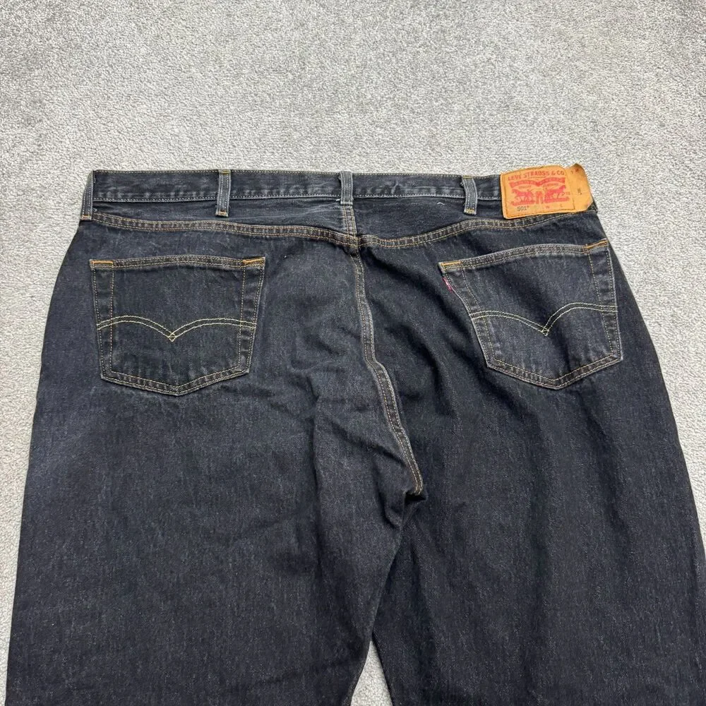 Levi's 501 Original Fit Straight Leg Button Fly Denim Jeans Men 48x34 Tall Black